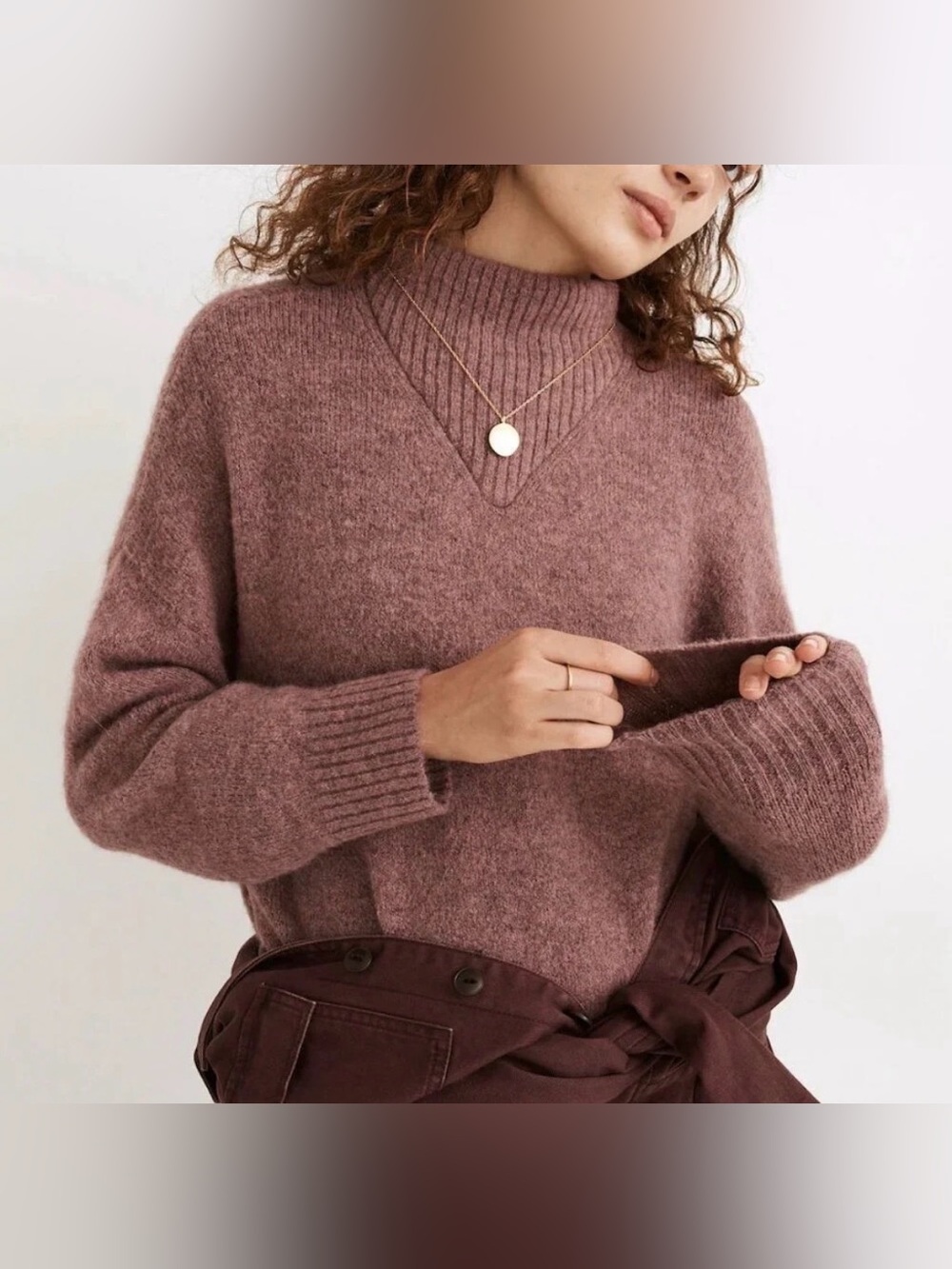 Madewell Dillon Mockneck Pullover Sweater XS Heather Loganberry Wool Alpaca